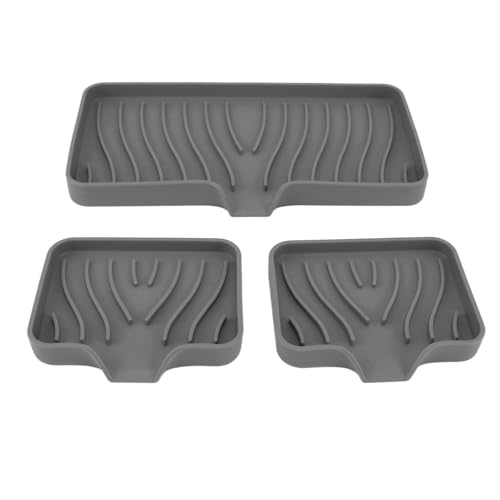 SIXRUN Sink Tablett, Schwammhalter, Selbstentrainierende Silikon -Spüle -Tablett, Leicht zu Waschenes Seifenschale, Breite Anwendungen, Geeignet für Jede Arbeitsplatte Geeignet (GREY) von SIXRUN