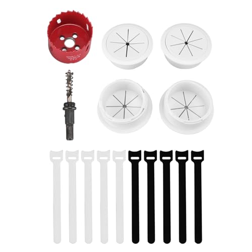 SIXRUN TV -Kabelbindungs ​​-Kit, Kabelbahn in der Wand 2 3/8 Zoll 60 Mm Lochkabelmanagement -Kit mit 4 Pass -Durchs, 1 Lochsägen -Bohransatz, 10 Kabelbindungen von SIXRUN
