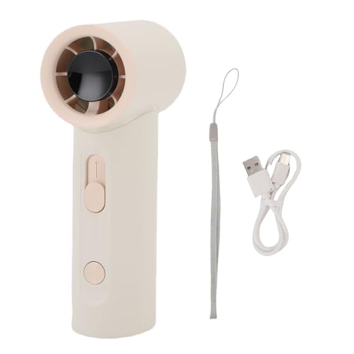 SIXRUN Tragbarer Handventilator mit 100 Geschwindigkeiten, Stepless Einstellbarer Leiser Taschenventilator für Reisen, Strand (WHITE) von SIXRUN