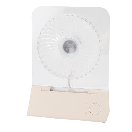 SIXRUN Transparenter Tischventilator mit Magnetwandhalterung, Leise, Tragbar Farbwechselatmungslicht für Zuhause und Camping (Beige) von SIXRUN