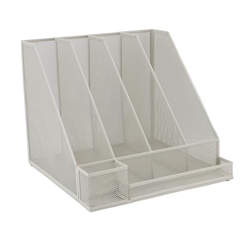 SIXRUN Weißer Multi -Layer -Aktenordner Organizer Sturdy Iron Mesh Desktop Papierhalter mit Beschriftungen für die Einfache Kategorisierung für Saubere Dokumentespeicher von SIXRUN