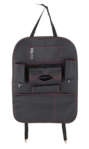 SIXTOL CAR COMPACT SEAT 2 Auto-rücksitz-organizer | Lederoptik | 7 taschen | Getränkehalter | Taschenhaken | Schwarz von SIXTOL