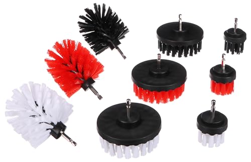 SIXTOL CAR Detailing Drill Brush 9 | Set von Reinigungsbürsten für Bohrmaschinen | 9-teilig | Räder | Unterboden | Motorreinigung | Haushalt | Verschiedene Härten & Formen | Universalbürsten von SIXTOL