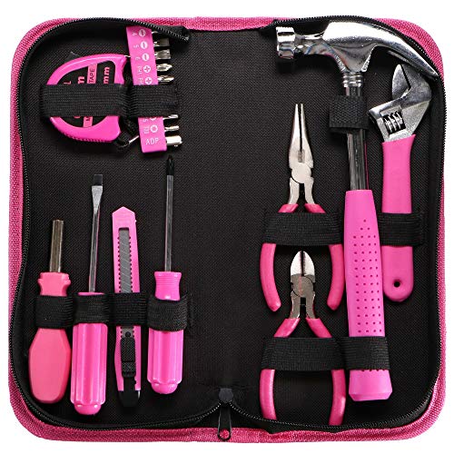 SIXTOL HOME PINK 20 Werkzeugset in einer Tasche | Für den Heimgebrauch | praktischen Werkzeug-Tasche | hochwertig | ideal für den Haushalt o. die Garage | Rosa, Schwarz von SIXTOL