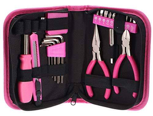 SIXTOL HOME PINK 26 Werkzeugset in einer Tasche | Für den Heimgebrauch | praktischen Werkzeug-Tasche | hochwertig | ideal für den Haushalt o. die Garage | Rosa, Schwarz von SIXTOL