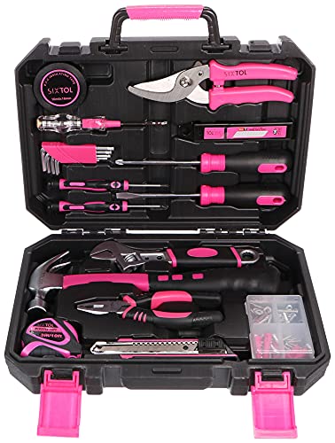 SIXTOL HOME PINK 88 Werkzeugset im Koffer | Für den Heimgebrauch | Werkzeug-Koffer | Schrauber-Bits | robust, hochwertig | ideal für den Haushalt o. die Garage | im praktischen Kunststoffkoffer | Rosa von SIXTOL