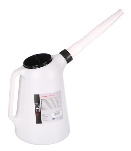 SIXTOL MECHANIC FLUID CAN 5L | Kunststoff-Ausgießkanne für Betriebsflüssigkeiten | Flexibler Auslauf | Chemikalienbeständig | Werkstattkanne | Messskala von SIXTOL