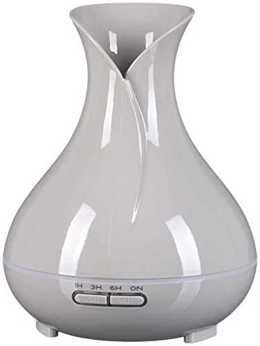 SIXTOL Vulcan Aroma Diffusor hellgrau Holz 350ml | Ultraschall-Luftbefeuchter | Zur Luftbefeuchtung und Durchduftung von Zuhause, Schlafzimmer, Büro | Aromatherapie | Für ätherische Öle von SIXTOL