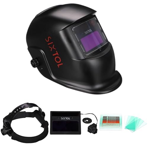 SIXTOL WELDING MASK 1 | Solar Automatisch verdunkelnd Schweißhelm | Schweißmaske | Schleif-Funktion | Breiter Schatten 4/9-13 Schweißhelm für TIG MIG ARC | Schwarz von SIXTOL