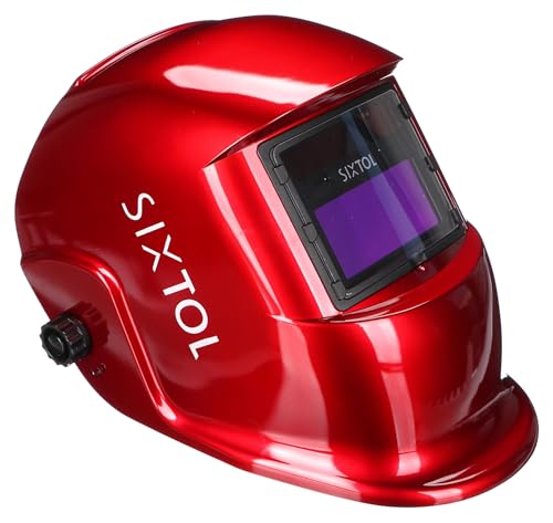 SIXTOL WELDING MASK 2 | Solar Automatisch verdunkelnd Schweißhelm | Schweißmaske | Schleif-Funktion | Breiter Schatten 4/9-13 Schweißhelm für TIG MIG ARC | Rot von SIXTOL