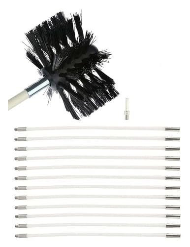 Kaminbürste Stange Set,fenrohrbürste Nylon, Schornsteinfeger Bürste,Sechseckige Pole,Roll Schwarzes Band,Verwendbar Mit Akkuschrauber,Kaminbesen Für(12 Rods,410mm) von SIYAN