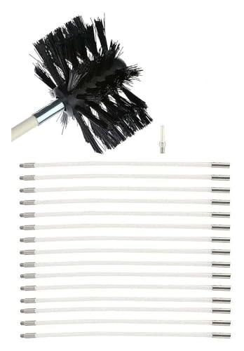 Kaminbürste Stange Set,fenrohrbürste Nylon, Schornsteinfeger Bürste,Sechseckige Pole,Roll Schwarzes Band,Verwendbar Mit Akkuschrauber,Kaminbesen Für(15 Rods,410mm) von SIYAN
