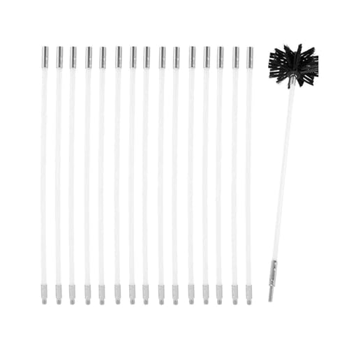 Kaminbürste Stange Set,fenrohrbürste Nylon, Schornsteinfeger Bürste,Sechseckige Pole,Roll Schwarzes Band,Verwendbar Mit Akkuschrauber,Kaminbesen Für(18 Rods,610mm) von SIYAN