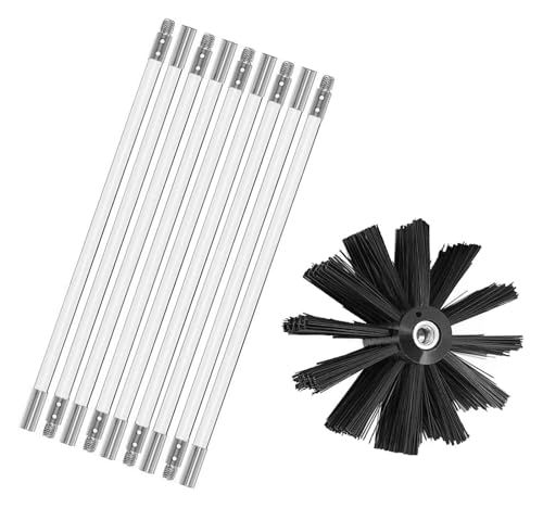 Kaminbürste Stange Set,fenrohrbürste Nylon, Schornsteinfeger Bürste,Sechseckige Pole,Roll Schwarzes Band,Verwendbar Mit Akkuschrauber,Kaminbesen Für(9 Rods,410mm) von SIYAN