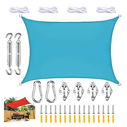 Wasserdichtes Sonnensegel, 1,8 X 2 M, UV-Schutz, 98% Rechteckiges, Wasserdichtes Sonnensegel Mit Ösen Und Kordeln for Pergola, Blumen, Terrassenrasen Sonnensegel-Schirm(Color:Sky Blue,Size:2.5x2.5m) von SIYAN