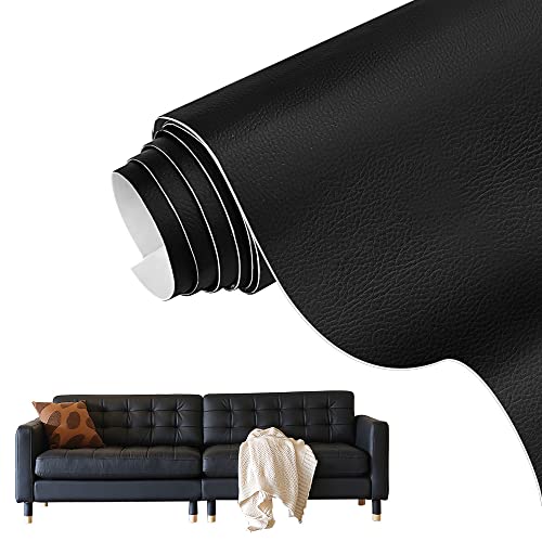 SIYINGSAERY 40 x 150cm Reparaturset Schwarzes Kunstleder Lederreparaturset Folie Lederoptik Selbstklebend Schwarz Lederflicken Leder Reparatur Patch Schwarz Lederreparatur für Ledertasche Sofa von SIYINGSAERY