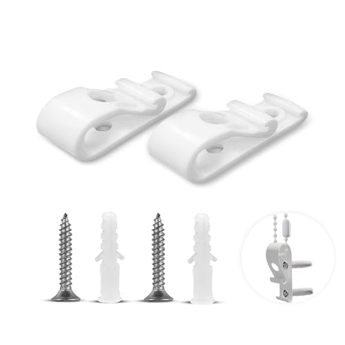 Rollo Sicherheitsclip, 2 Sets Kunststoff Raffrollo Clips für Schnurrollo Kettenschnur P Clips Sicherheitsrolloclips für vertikale Raffrollos mit 4 Schrauben und 4 Kunststoffsäulen von SIYUPU