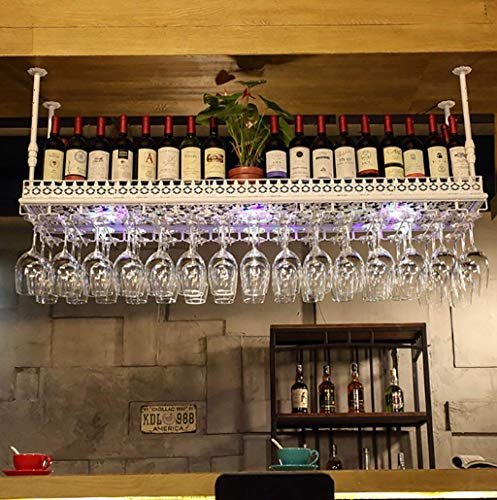 SIZHIFAVOR Wineware Weinregal Glas Weinglasrahmen Hängende Rotwein-Stielglasregale, an der Decke montierter hängender Weinflaschenhalter Metallkelch Weinglasregal Schwarz/C/100 * 35 cm Hopeful von SIZHIFAVOR