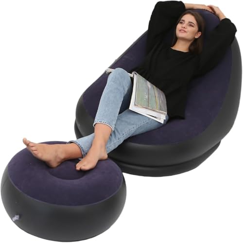 Aufblasbarer Stuhl, Aufblasbares Lounge Freizeit-Sofa/-Stuhl Und Fußhocker, Lounge-Sessel Zusammenklappbar, Für Den Außenbereich, Beflockt PVC 2 von SJAPEX