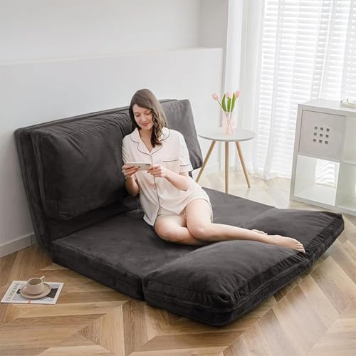 Bett, Klappsofa, Stuhl, Schaumstofffüllung, Extra Dick, 4-Fach Faltbare Bodencouchmatratze Für Erwachsene, Inklusive Abnehmbarem Und Maschinenwaschbarem Bezug Für Das Wohnzimmer Corduroy,2 von SJAPEX
