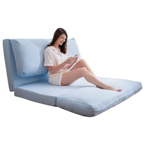 Bett, Klappsofa, Stuhl, Schaumstofffüllung, Extra Dick, 4-Fach Faltbare Bodencouchmatratze Für Erwachsene, Inklusive Abnehmbarem Und Maschinenwaschbarem Bezug Für Das Wohnzimmer Textured Fabric,2 von SJAPEX