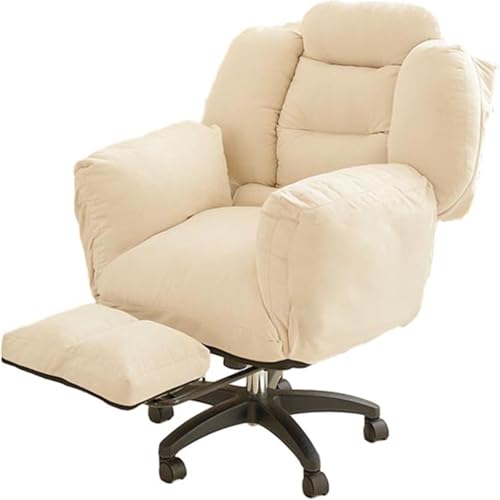Drehbarer Heimcomputerstuhl, höhenverstellbarer, gepolsterter Büroschreibtischstuhl mit Fußstütze und neigbarer Rückenlehne, bequemer ergonomischer Stuhl, Schlafzimmerstuhl A von SJAPEX