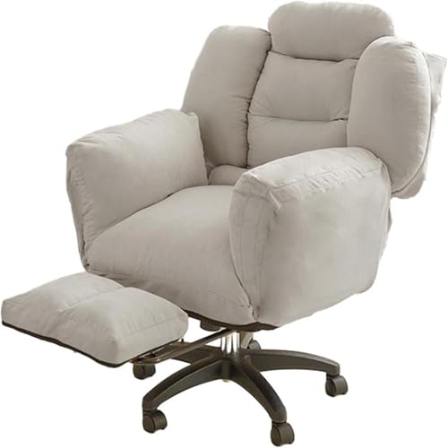 Drehbarer Heimcomputerstuhl, höhenverstellbarer, gepolsterter Büroschreibtischstuhl mit Fußstütze und neigbarer Rückenlehne, bequemer ergonomischer Stuhl, Schlafzimmerstuhl B von SJAPEX