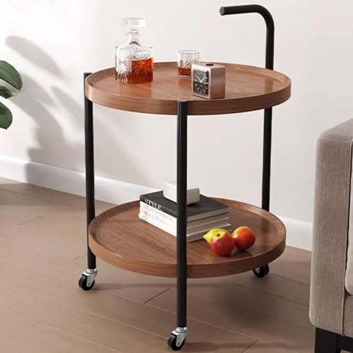 SJAPEX Modern Couchtisch Rund Mit Stauraum, Beistelltisch Holz Mit Rollen, Kleiner Nachttisch Kaffeetisch, Klein Wohnzimmertisch Couch Beistelltische Fürs Wohnzimmer Und Schlafzimmer von SJAPEX