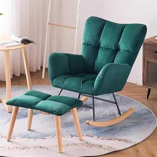 SJAPEX Schaukelstuhl Mit Ottomane, Moderner Schaukelstuhl, Wohnzimmersessel, Stoff-Relaxsessel Aus Der Mitte des Jahrhunderts, Freizeitsofa-Beistellstuhl, Schlitten-Designprinzipien 1 von SJAPEX