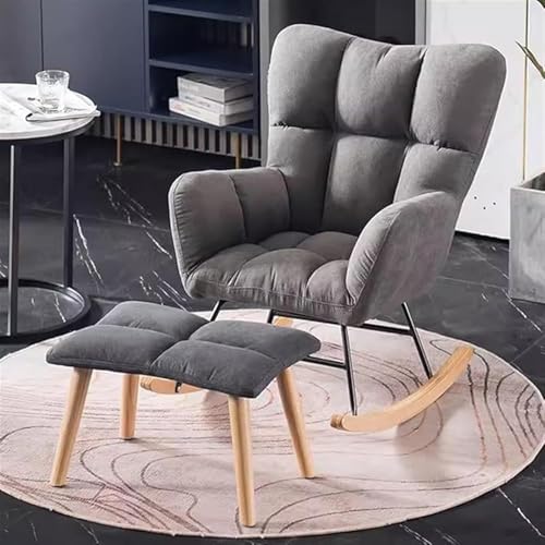 SJAPEX Schaukelstuhl Mit Ottomane, Moderner Schaukelstuhl, Wohnzimmersessel, Stoff-Relaxsessel Aus Der Mitte des Jahrhunderts, Freizeitsofa-Beistellstuhl, Schlitten-Designprinzipien 2 von SJAPEX