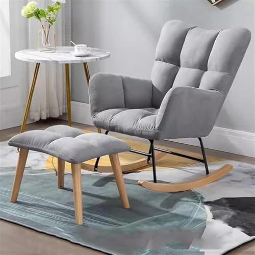SJAPEX Schaukelstuhl Mit Ottomane, Moderner Schaukelstuhl, Wohnzimmersessel, Stoff-Relaxsessel Aus Der Mitte des Jahrhunderts, Freizeitsofa-Beistellstuhl, Schlitten-Designprinzipien 3 von SJAPEX