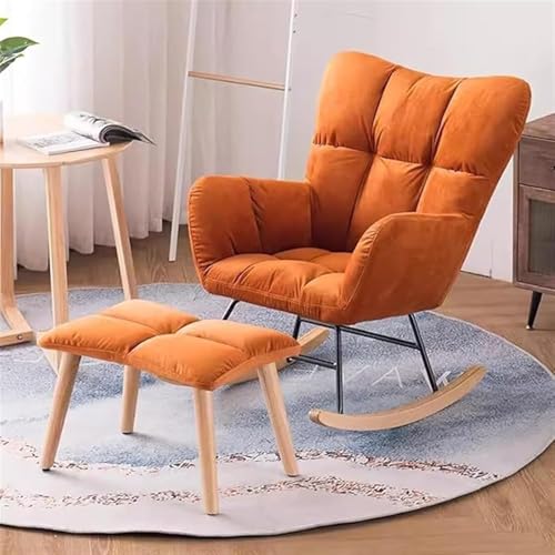 SJAPEX Schaukelstuhl Mit Ottomane, Moderner Schaukelstuhl, Wohnzimmersessel, Stoff-Relaxsessel Aus Der Mitte des Jahrhunderts, Freizeitsofa-Beistellstuhl, Schlitten-Designprinzipien 6 von SJAPEX