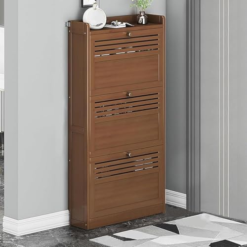 Schuhschrank, Versteckter Schuhschrank Für Den Eingangsbereich, Schmaler Und Schmaler Schuhschrank, Schuhregal, Freistehende Schuhaufbewahrung Aus Braunem Holz 20 * 6.7 * 41.3in von SJAPEX