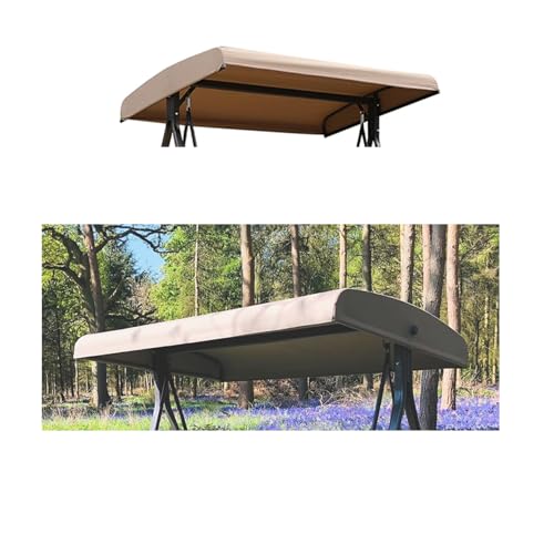 Ersatz-Schaukel-Überdachung für den Außenbereich,Baldachin für 2- oder 3-Sitzer,Langlebig und UV Beständig Gartenschaukel-Baldachin für Terrassenschaukel Bezug(Size:190T：213*122*18/23cm,Color:Beige) von SJASD