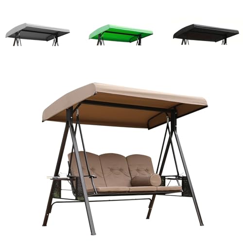 Ersatz-Schaukel-Überdachung für den Außenbereich,UV-Schutz Hollywoodschaukel Ersatzvordach 2-3 Sitzer 190T für Balkon,Veranda,Hof,Gartenschaukel(Size:3 Seater:83.9”×48.0”×7.1”/9.1”,Color:Grau) von SJASD