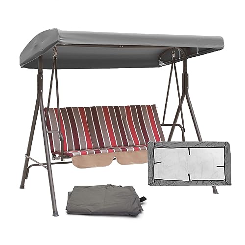 Hollywoodschaukel Dachbezug 3 Sitzer, Wasserdicht Schaukeldach Ersatz-Bezug ​für Gartenschaukel,Universal Ersatzdach Sonnendach für Terrasse Gartenschaukel,191x120x18cm,210D Oxford Stoff von SJASD