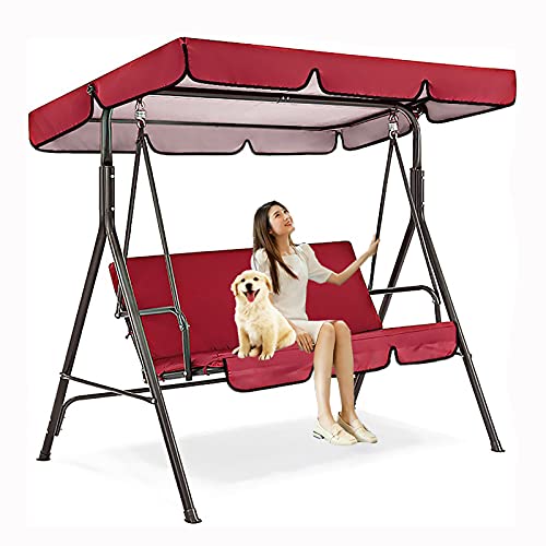 Hollywoodschaukel Überdachung und Sitzkissen-Bezug-Set,Ersatzdach Hollywoodschaukel 3 Sitzer Wasserdicht Sonnendach Dachplane für Terrasse und Garten,Rot,164x114x15cm/65x45x6'' von SJASD