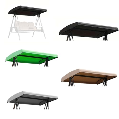 SJASD Gartenschaukel-Überdachung,Staubdichte Gartenstuhl-Oberseite,UV-Schutz Sonnendach 210D für Außenbereich,Rasen,Garten,Schaukel,Allwetterschutz(Size:3 Seater:75.2”×47.2”×7.1”/9.1”,Color:Schwarz) von SJASD