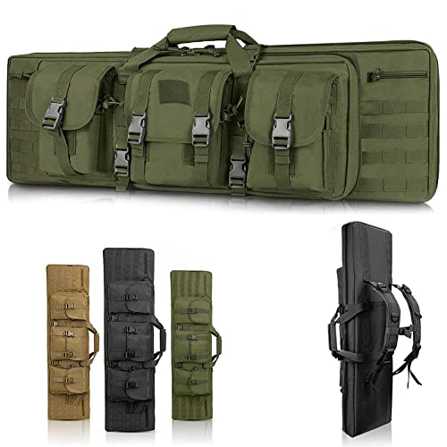 SJASD Gewehrtasche,waffentasche abschließbar 2 langwaffen,Lange Jagdtasche,Double Rifle mit Pouches Compartments,Tragbare Waffentasche Wasserdichter Funktion,Eva-schwammschutz,Army Green,118cm von SJASD