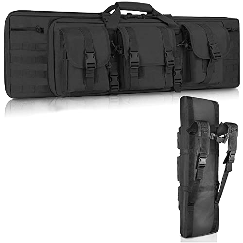 SJASD Gewehrtasche,waffentasche abschließbar 2 langwaffen,waffentasche Pistole doppelt,Double Rifle Bag mit Pouches Compartments,für Outdoor Tactical Gewehr und Staubdicht Jagd Schießen,108CM von SJASD