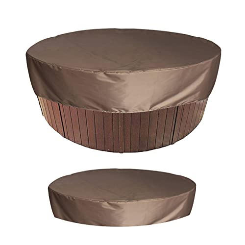 SJASD Runde Whirlpool-Abdeckung Freien,Wasserdicht - Schutz vor Wind - UV schützende - Reißfest - Fit Runde Allwetter Garten Whirlpool Abdeckun,SPA Hot Tub Pool,Braun,190×30cm von SJASD
