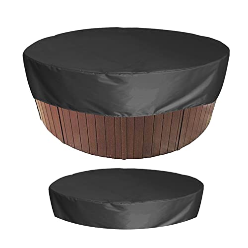 SJASD Runde Whirlpool-Abdeckung Freien,Wasserdicht - Schutz vor Wind - UV schützende - Reißfest - Fit Runde Allwetter Garten Whirlpool Abdeckun,SPA Hot Tub Pool,Schwarz,210×30cm von SJASD