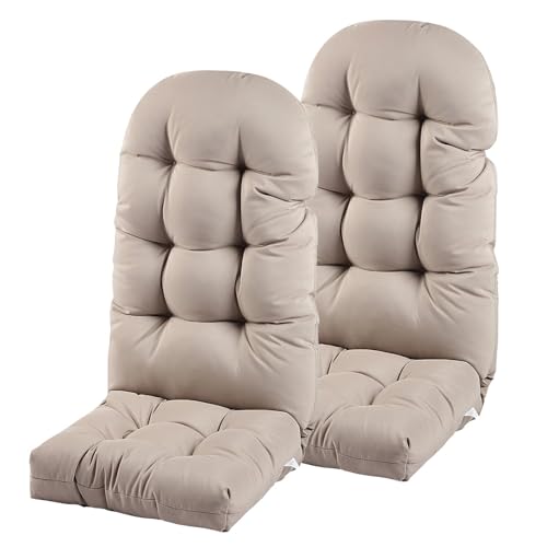 SJASD Sonnenschutz Schaukelstuhlauflage,Wasserabweisende Hängematten Stuhlauflage Kissen,Adirondack Stuhlkissen für Innen Und Außenterrassen mit Hoher Rückenlehne(Color:Beige) von SJASD