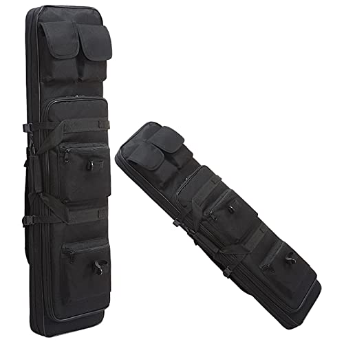 SJASD Waffentasche Langwaffentasche,Gewehrtasche 2 Langwaffen,Rifle Case Futteral mit 2 Hauptfächer Gepolsterte Gewehrkoffer,Zubehör Beutel,für Staubdicht Jagd Schießen,Schwarz,35.4×10.2in von SJASD