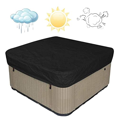 SJASD Whirlpool-Abdeckung Freien,Wasserdicht - Schutz vor Wind - UV schützende - Quadrat Allwetter Garten Whirlpool Abdeckun,Abdeckplane für Gartenmöbel,Schwarz,240×240×85cm von SJASD