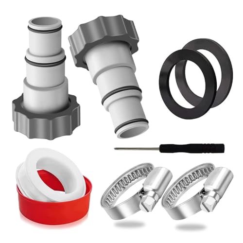 Schlauchadapter für Pumpe, 2 Stück Schlauchadapter Pool, Poolschlauch 32-38mm Verbinder Schlauchschellen Adapter für Pumpen mit Gewindeanschluss und Kolbenventil von SJDOFU
