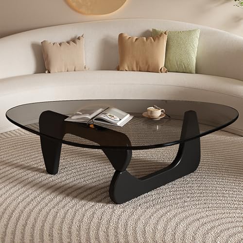 Dreieckiger Couchtisch aus Glas, Holzsockel, verdicktes gehärtetes Glas, niedriger Beistelltisch/Endtisch für das Wohnzimmer für kleine Räume C,82×57×40cm Dreieckiger Couchtisch aus Glas, Holzsockel, verdicktes gehärtetes Glas, niedriger Beistelltisch/Endtisch für das Wohnzimmer für kleine Räume C,82×57×40cm von SJDUYD