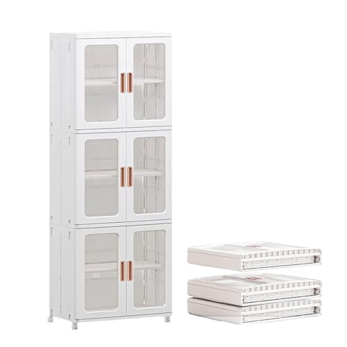 Große Kunststoff-Aufbewahrungsboxen mit Deckel und Rädern, stapelbare Organizer-Behälter mit 3 Ebenen, zusammenklappbare Aufbewahrung für Schlafzimmer, Wohnzimmer, Zuhause white,53 * 36 * 155cm von SJDUYD