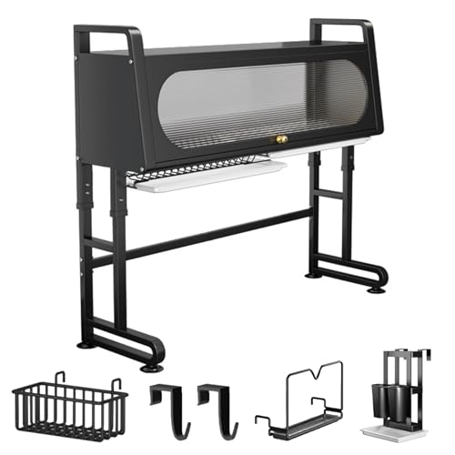 Over The Sink Dish Drying Rack mit Abdeckung Über der Spüle Geschirr-Trockengestell Einstellbare Länge 30"-33", 3-stufiger Großer Küchentresen Shlef mit Utensilienhalter, Schneidebretthalter Over The Sink Dish Drying Rack mit Abdeckung Über der Spüle Geschirr-Trockengestell Einstellbare Länge 30"-33", 3-stufiger Großer Küchentresen Shlef mit Utensilienhalter, Schneidebretthalter von SJDUYD