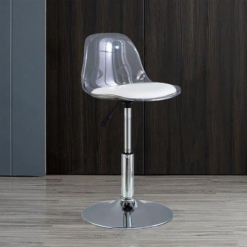 SJDUYD Barhocker aus transparentem Acryl, Frühstücksbarhocker aus PU-Leder in Thekenhöhe mit Rückenlehne, verstellbare drehbare Barhocker für Kücheninsel, Pub, Bar 40-55cm von SJDUYD